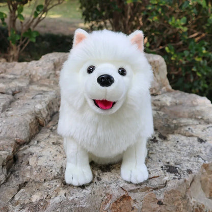 28cm Lifelike Samoyed Stuffed Toys Cute Realistic White Dog Plush Toy Puppy Plush Animals Toy Birthday Christmas Gifts